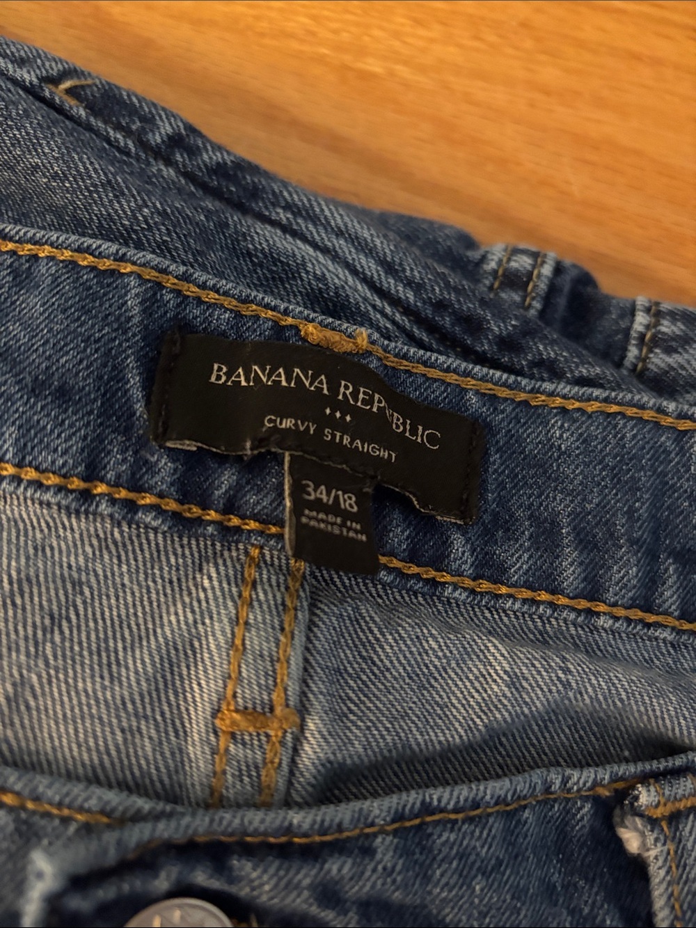 Banana Republic Blue Denim Curvy Straight Jeans, 18!